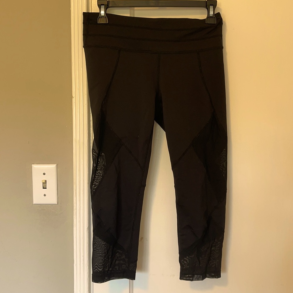 Black Athleta Leggings - cropped + sheer design